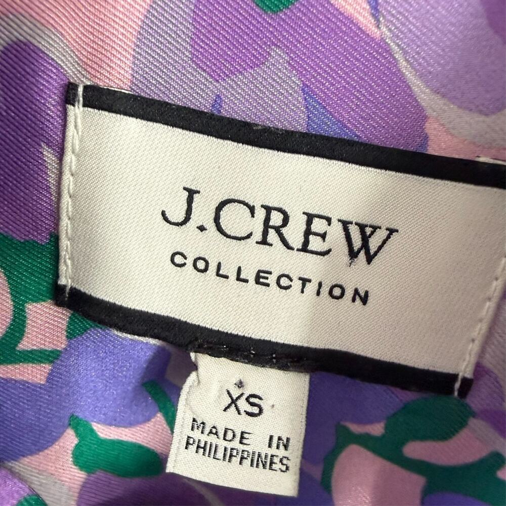 J. Crew Collection Blouse Womens XS Ratti Lilac Floral Collage Tie-Neck Cottage - Picture 5 of 6